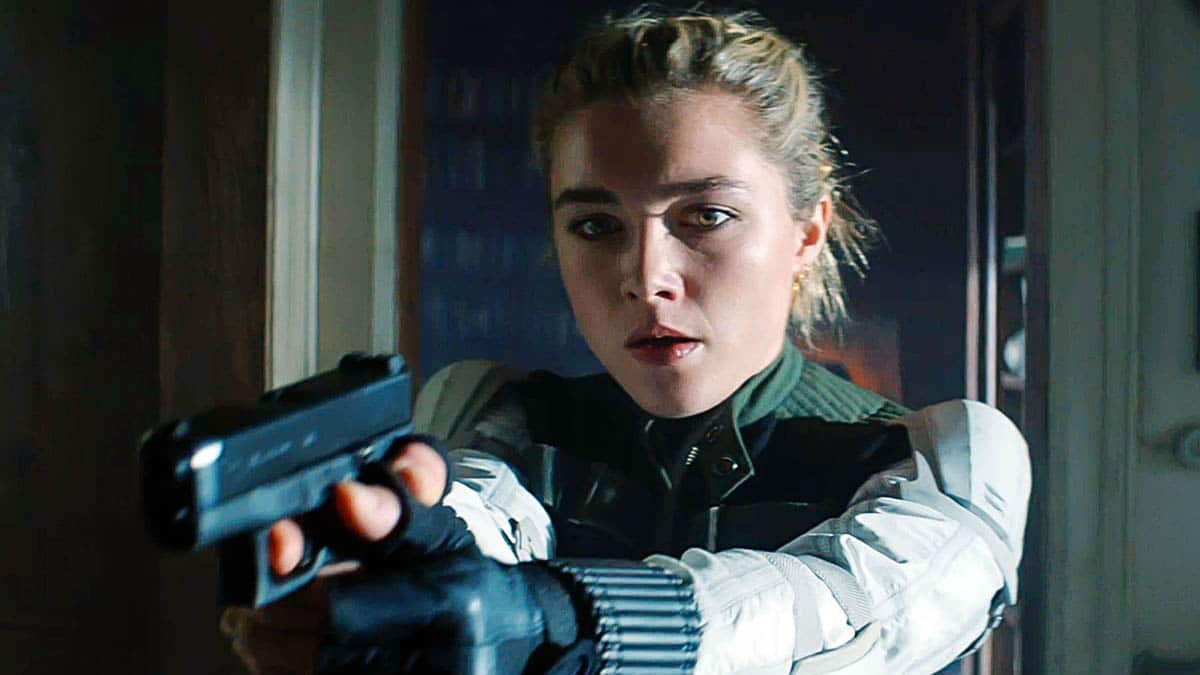 Florence Pugh como Yelena Belove em Viúva Negra, e que estará em Gavião Arqueiro