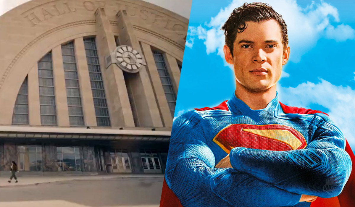 11 heróis no mural da Sala da Justiça no filme Superman que fazem parte do DCU